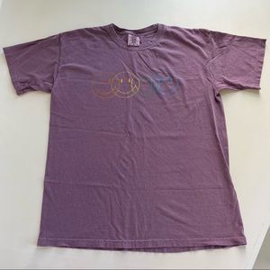 Comfort colors smiley face tee | size: large | color: purple
